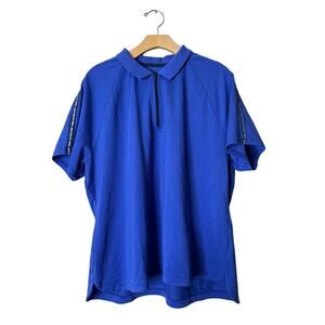 Tommy Hilfiger Sport XXL Blue Cotton 1/4 Zip Collared Short Sleeve Polo Shirt